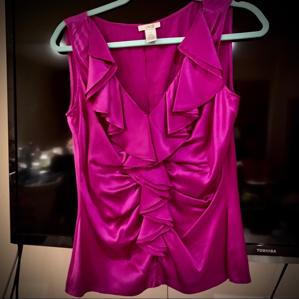 Cache silk v-neck blouse